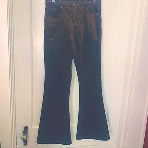 Womens Banana Republic velvet type material high-rise flare pants 28P brown